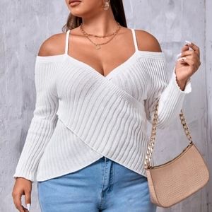 Cold Shoulder Wrap Sweater